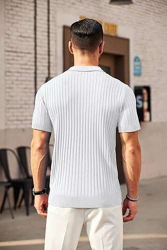 Zipper Polo Shirt Short Sleeve WHITE
