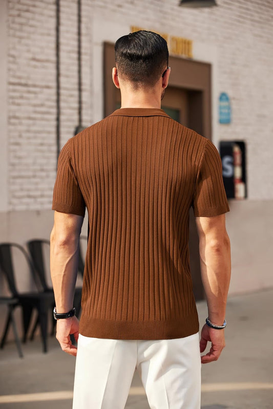 Brown Old-Money Zipper Polo-Shirt