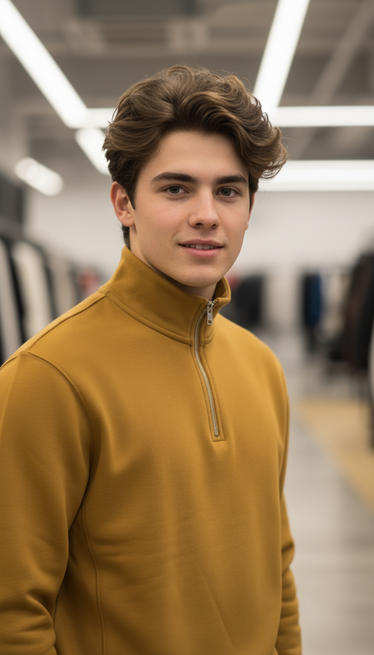 Stylish Quarter Zipper Mustard