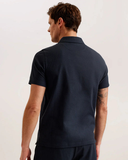Italian Zipper Polo-Shirt navy luxury