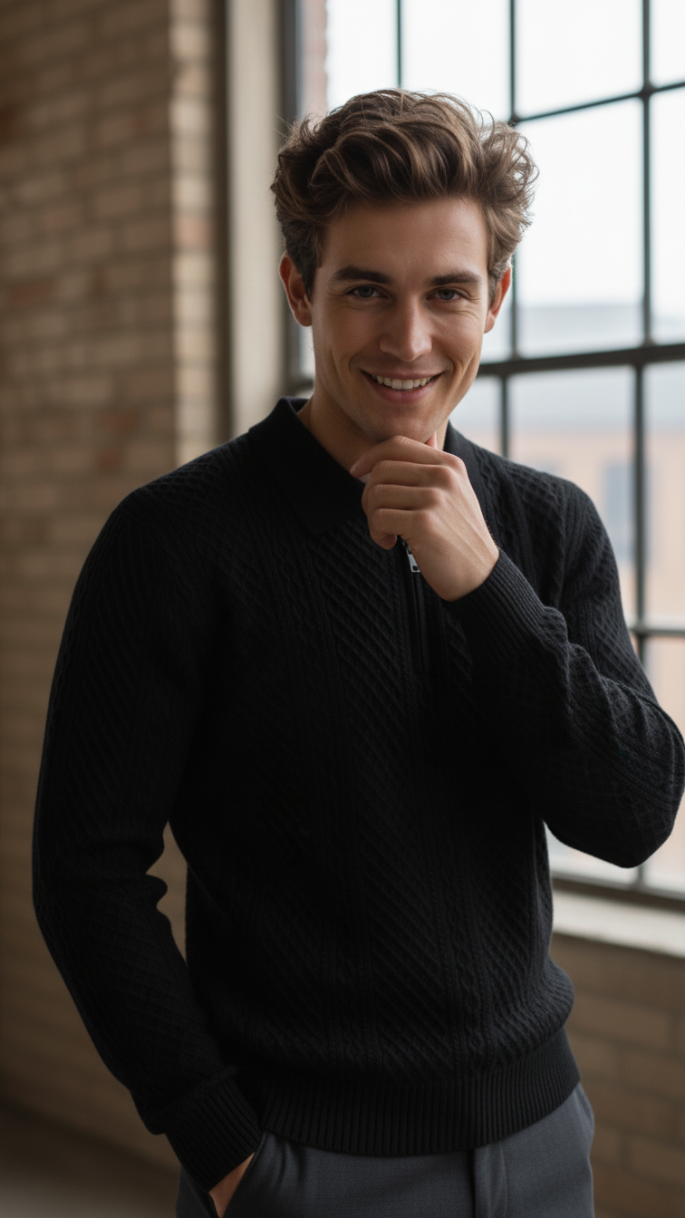 Black Designer Zipper Old Money