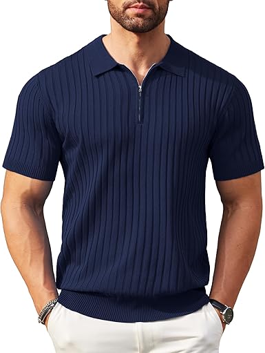 Navy blue London Zipper-Polo