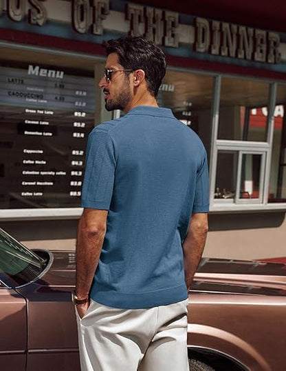 JOHNNY V France Polo-Shirt Ocean-Blue