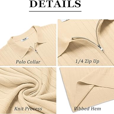 Zipper Polo Short Sleeve SAND CREAM