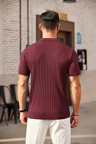 Zipper Polo Shirt Sleeve MAROON
