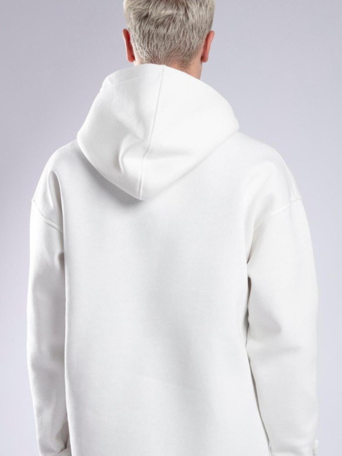 White Hoodie Premium Fleeced Pullover