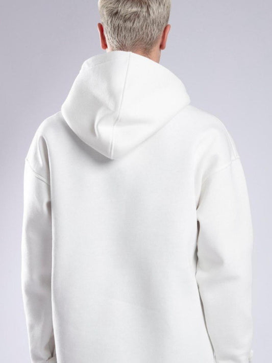 White Hoodie Premium Fleeced Pullover