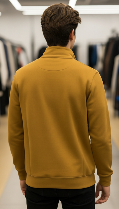 Stylish Quarter Zipper Mustard