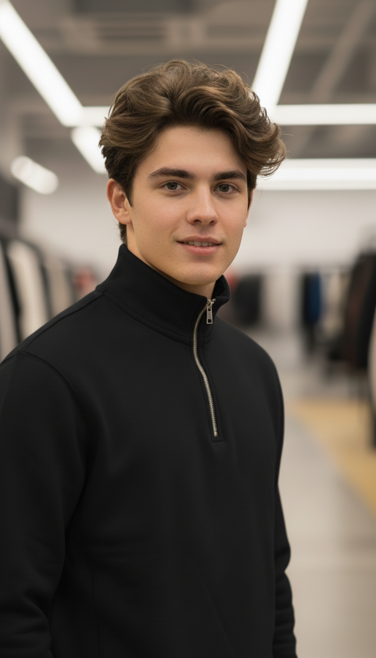 Stylish Quarter Zipper Black