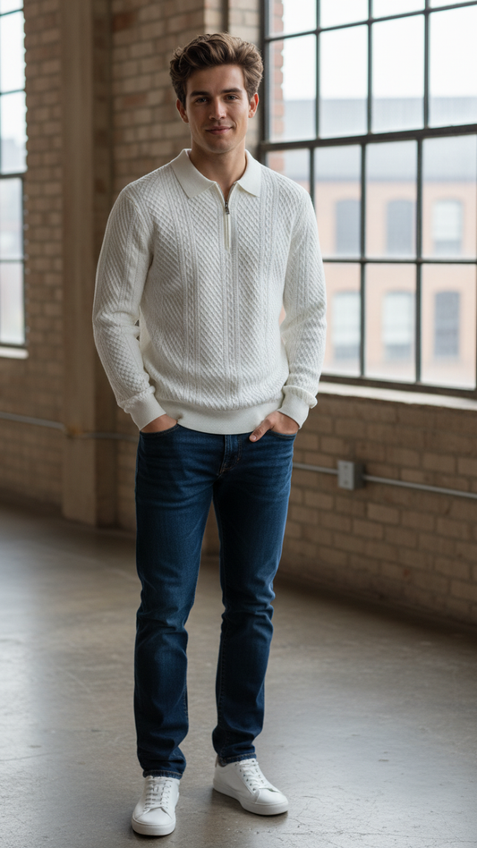 White Designer Zipper Old Money