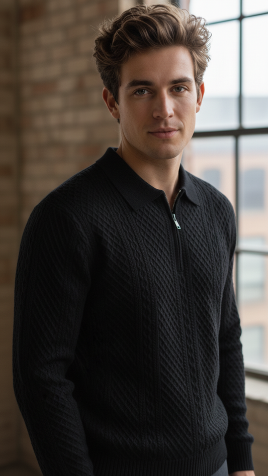 Black Designer Zipper Old Money